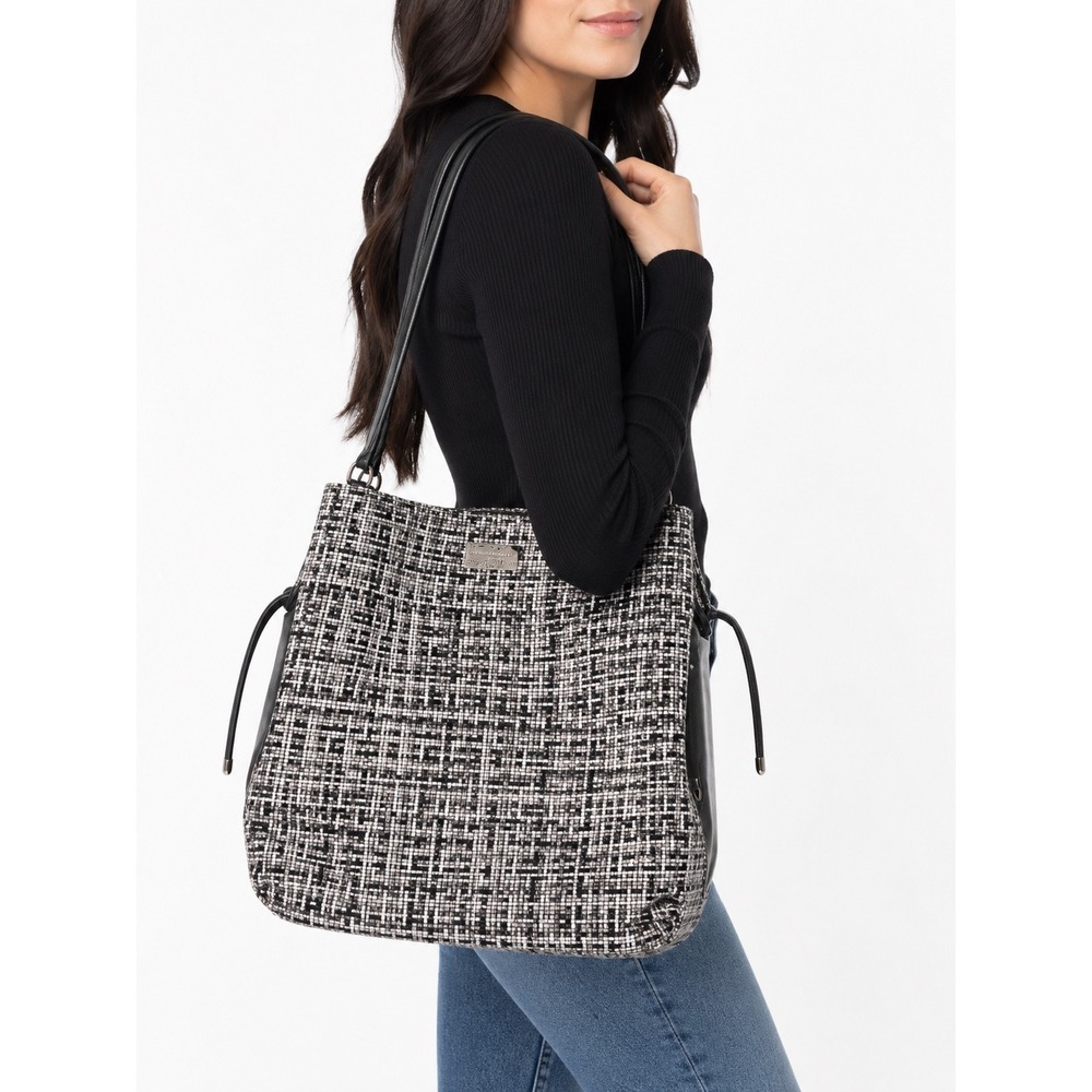 Coco + Carmen Vintage Y2K Tweed Plaid Black White Boucle Shoulder Bag Purse